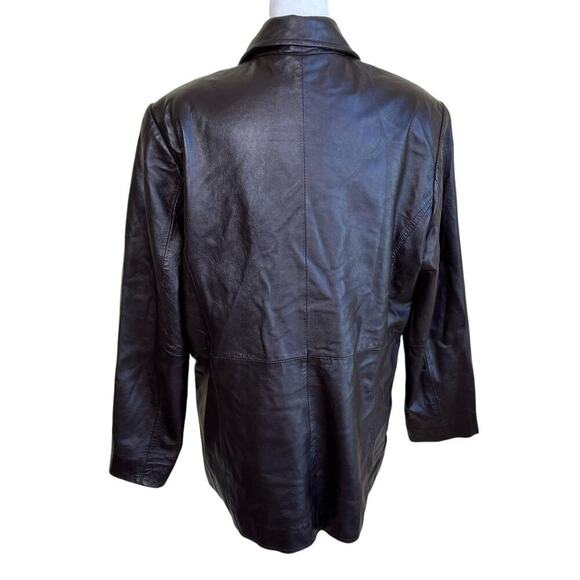 Style&Co Chocolate Brown Zip-up Leather Jacket Collared Hip Length Pockets Sz L - Picture 6 of 16